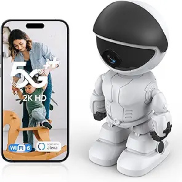 Indoor Camera 2K HD 5G/2.4Ghz WiFi Pet Robot Camera ,Pet/Baby Camera with Phone App Motion Detection and Alarm ,Two-Way Talk
