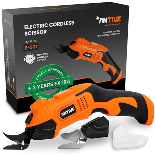 Electric Scissors for Cutting Fabric, Cardboard & Plastic – Rechargeable Cordless Electric Scissors Cutter with 2 Blades