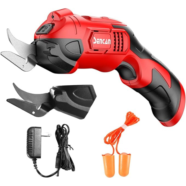 Electric Scissors for Cutting Fabric, Cardboard & Plastic, Sewing Crafting Cardboard Heavy Duty Cordless Shears Cutting Tool with 2 Replacement Blades