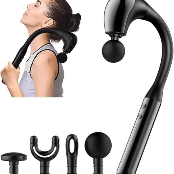 Revolutionary U-Shaped Massage Gun Back Massager for Pain Relief Deep Tissue Body Massager for Neck,Shoulder,Leg-Reach Every Muscle with Ease, Glossy Black