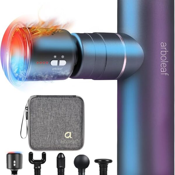 arboleaf Mini Massage Gun with Heat and Cold, Percussion Deep Tissues Muscle Massager, Full-Metal Travel Massage Gun, Portable Handheld Massager for Office Gifts for Him, Home, Athletes