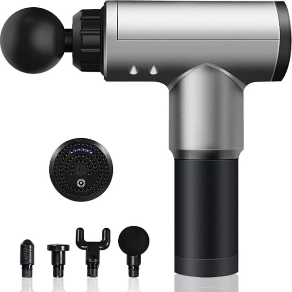 Deep Tissue Massage Gun, 4 Massage Heads, 4 Speed Settings, Low Noise, Electric Handheld Massager