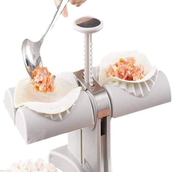Worldtronics Automatic Dumpling Maker Mold – Double Head Household Press – Wrap Two Dumplings at a Time – Kitchen Dumpling Press Tool – Easy for Beginners