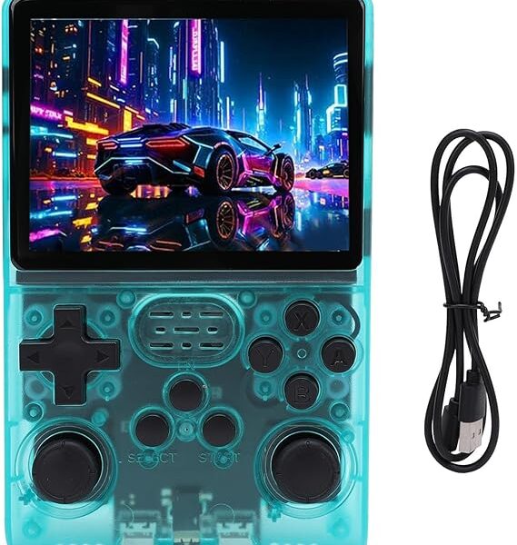 Retro Gaming Console, Handheld Game Console 3.5 Inch 640x480 Screen, Retro Video Game Console 256GB Memory 30000 Games Built in 45 Emulator (Transparent Green)