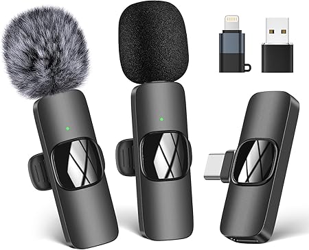 AWH Wireless Lavalier Microphone for Phone(USB-C), Dual Wireless Microphone for Video Recording, Live Stream, Vlog, YouTube, TikTok, Facebook, Zoom - Noise Reduction & Plug-Play(No Need App/Bluetooth)