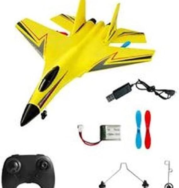 AWH Aquard Duck RC Airplane - Multi-Directional Remote Control Plane with Smart Gyroscope, Anti-Collision Silicone Nose RC Plane, Long Battery RC Glider for Kids and Adults (Yellow)