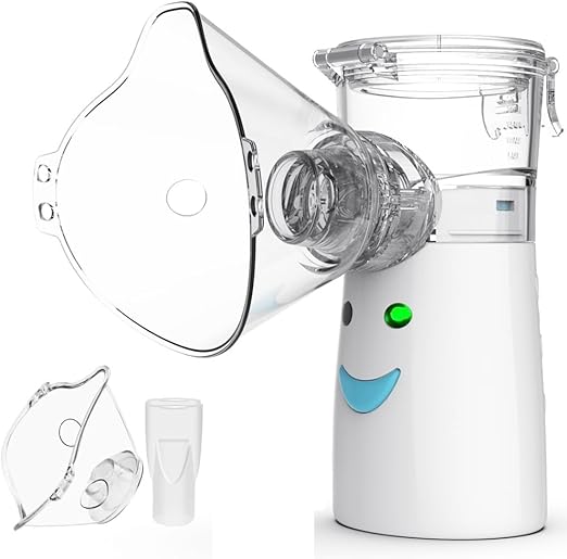 HOUMT Portable Nebulizer Mini Vaporizers Handheld Atomizers for Adults and Children Travel Nebulizer Steam Mesh Inhalator White