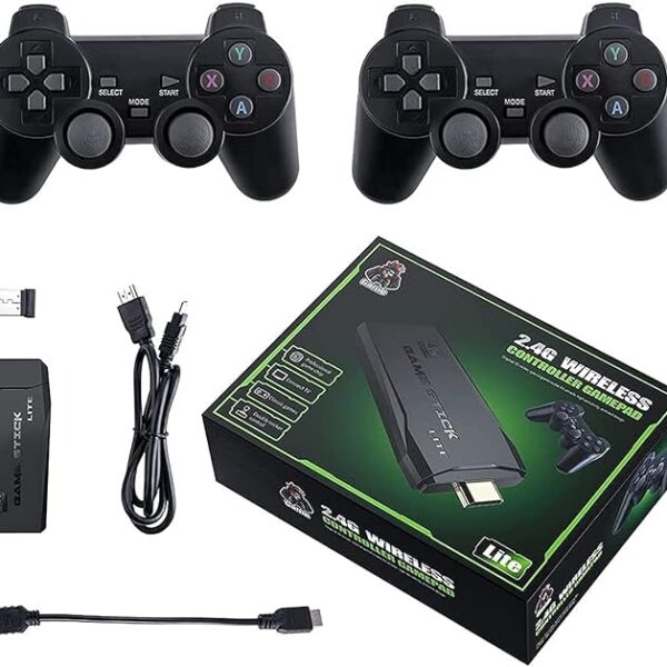 Classic M8 Game Stick 4K Game Console with Two 2.4G Wireless Gamepads Dual Players HDMI Output Built in 3500 Classic Games Compatible with Android TV/PC/Laptop/Projector.