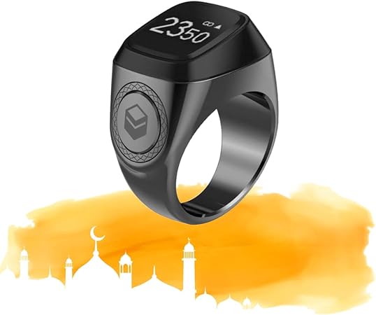 iQIBLA Smart Tasbih Zikr Ring, Muslim Prayer, Prayer timing reminder, OLED display, Tasbih Counter, Smart Ring, Wearable Technology, Waterproof Space Grey 18mm, ZIKR1-18F