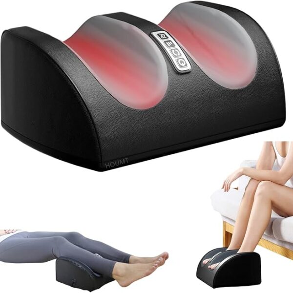 HOUMT Electric Foot Massager with Heating Function, Foot and Calf Massager with Massage Roller Relaxes Leg Muscles Improves Blood Circulation Deep Tissue Massager for Foot Gift for Mom Dad and Friends