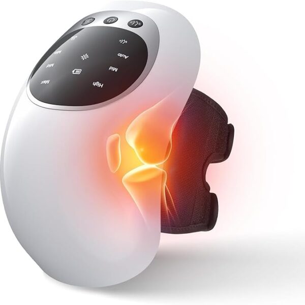 HOUMT Cordless Knee Massager with Heating and Vibration, Rechargeable Rechargeable Electronic Massage Portable Knee Massager for Knee Joint Pain Injury Swelling Stiffness