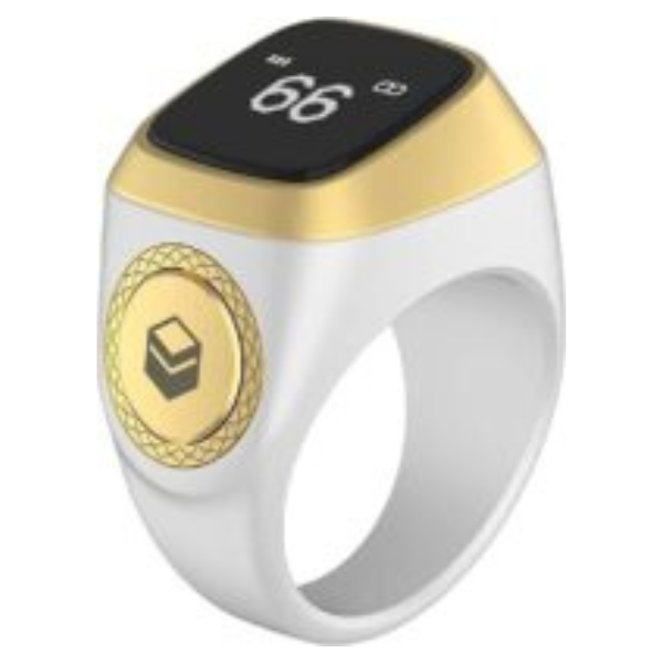 Generic Tasbih Zikr Ring- Muslim Prayer- Prayer Timing Reminder OLED Display Tasbih Counter Smart Ring Wearable Technology Waterproof (White, 20mm), E0120BG