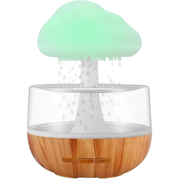 HOUMT Raining Cloud Humidifier Essential Oil Diffuser Humidifier Waterfall Lamp Desk Fountain Diffuser Mushroom Humidifier Relaxing Mood Water Drop Humidifier