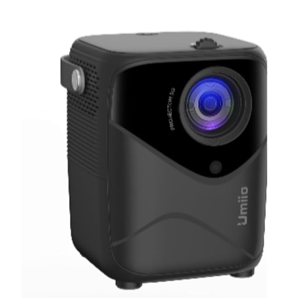 Umiio Q1 Portable Video Projector 2.4/5G WiFi Bluetooth Quadrangle Trapezoid 0.8-5M Projection Distance 1920 * 1080 Resolution Android Projector For Move Music TV Game Casting with Tripod (Black)