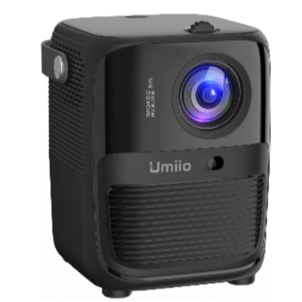 Umiio Q2 Video Projector 5G WiFi Bluetooth Quadrangle Trapezoid 5M Projection Distance 1080P Resolution Portable Outdoor Movie Projector Compatible with Smartphone, HDMI,USB,AV,Fire Stick (Black)