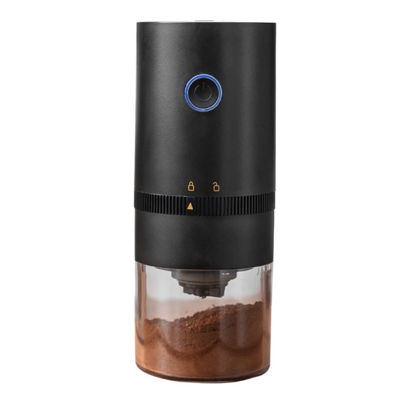 Worldtronics Electric Coffee Grinder - Adjustable Coarseness with Transparent Chamber, One-Handed Operation, Battery Powered Stainless Steel Design, Easy to Clean - White - 90ml