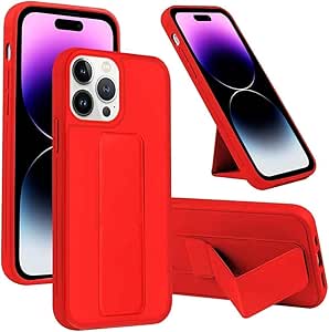 NEW Case Compatible With iPhone 15 Pro Cover Black Magnetic Car Mount Kickstand & Holder, Premium Silicone Vertical & Horizontal Hand Strap and Grip with Multi Stand