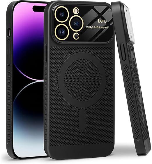 NEW Magnetic Breathable Cooling Matte Phone Case for iPhone 13 Pro, Mag-Safe Compatible, Camera Lens Tempered Glass Protection, Compatible with (2021) iPhone 13 Pro 6.1 Inch Case (14 Pro Max/6.7'')