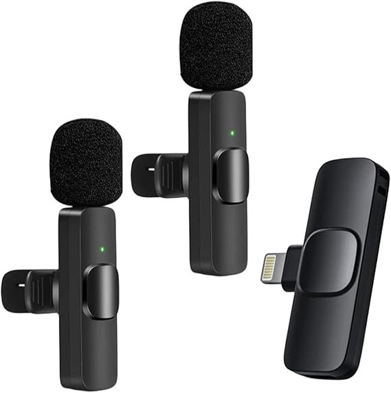 EdenEdges 2 Clips Wireless Lavalier Microphone for iPhone iPad, Wireless Mic Plug and Play，Professional Wireless Lapel Microphone for TikTok,Video Recording，YouTube Vlogging，Live Stream