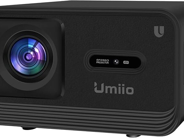 Inder Umiio 4K WiFi6 Bluetooth Projector - Home Theater Video Projector, Focus By Remote Control, Keystone Smart Projector Compatible with Android, iOS,PC,1200ANSI, 50"-150" Screen Projection (Black)