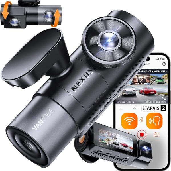 VANTRUE N5 4-Channel 5GHz WiFi GPS Dash Cam, 1944P/2.5K + Triple 1080P Car Dashcam, In-Car Dash Camera, Voice Control, Night Vision 2.0, 24 Hours Parking Mode Buffer, App & 160°IPS Max 512G
