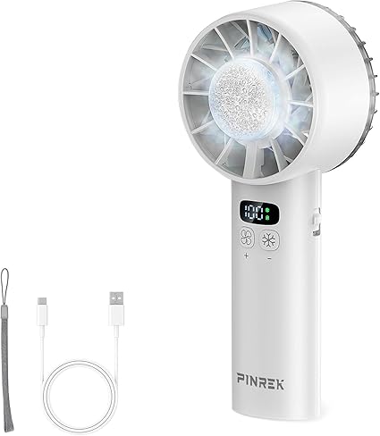 New Upgrade Portable Handheld Fan with Cold Compress Function, Mini Desk Fan, Rechargeable Fan with 5200mAh Battery, LED Digital Display Mini Hand Fan for Travel/Outdoor/Office