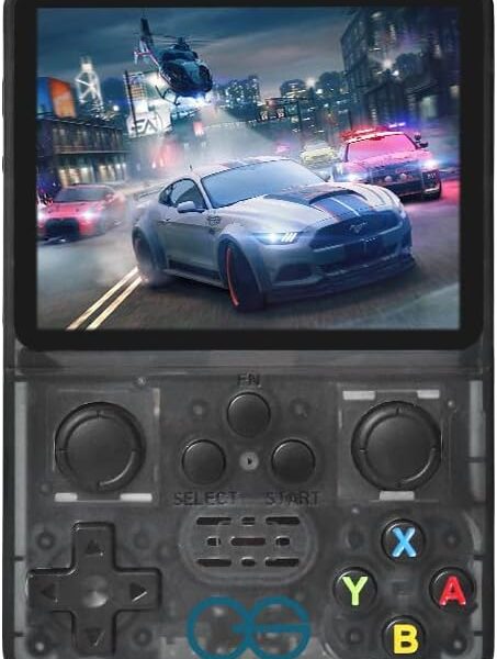 QuantumG - R35S Retro Handheld Game Console with 3.5 Inch IPS HD Display, Linux System, 64GB Inbuilt Games – Compact Pocket Video Game (Black)