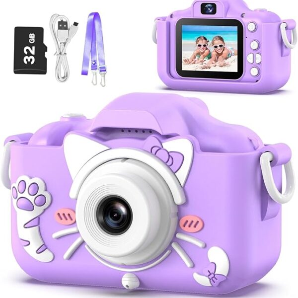 Worldtronics Kids Camera Toys for 3-8 Year Old Boys & Girls – Digital Video Camcorder with Cartoon Soft Silicone Cover – Fun Educational Camera, Best Christmas Birthday Gift for Kids