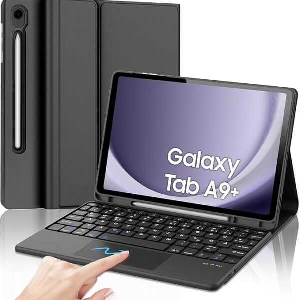 Worldtronics Samsung Galaxy Tab A9 Plus Keyboard Case with Touchpad – Slim Wireless Bluetooth Detachable Keyboard for Samsung Galaxy Tab A9+ 11 Inch, Protective Cover with Stand, Multi-Angle