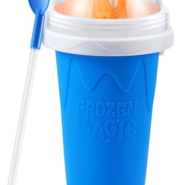 Worldtronics Slushy cup, Frozen Magic Slushie Maker Cup, Quick Freeze Ice Cream Smoothie Cup, Squeeze Slushie Maker for Kids & Adults, Cool Fun Kitchen Gadgets & Summer Drink Accessories
