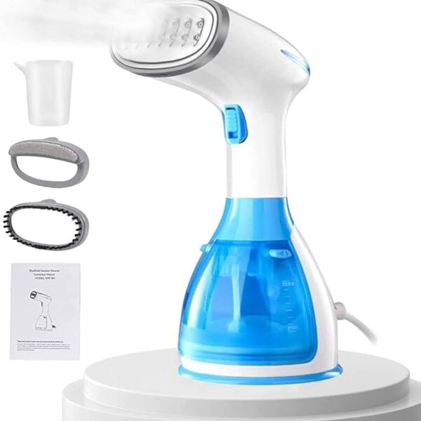 Handheld Fabric Steamer with Steam Jet Button and Lint Remover 1200W 260ml White/Blue