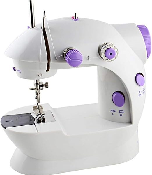 New Mini Sewing Machine, Portable Household Sewing Machine for Beginners, Double Threads and Two Speed-Multi-function Mending Machine with Foot Pedal for Kids, Women, Travel and Quick Sewing (ELT 01)