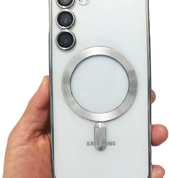 New Magnetic Clear Case for Samsung Galaxy S23 with Camera Lens Protector Mag safe Compatible Electroplated Soft TPU Shockproof Anti-Scratch