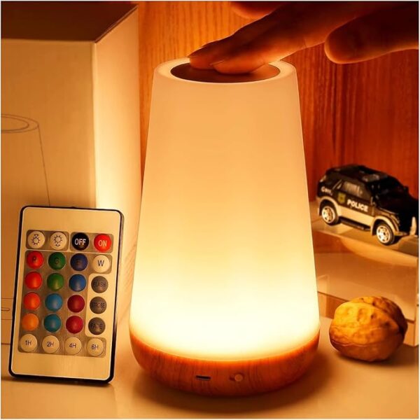 Portable Touch Lamp, Night Light, Portable Table Sensor Control Bedside Lamps with Quick USB Charging Port, 5 Level Dimmable Warm White Light & 13 Color Changing for Bedroom/Office/Hallways