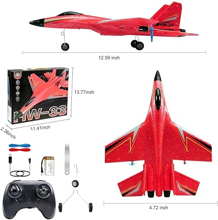 PINKE RC Airplane, Remote Control Glider Airplane for Kids 12 Years and up, 2 Channels Foam RC Plane Wireless Toy Easy to Fly for Adults Kids Beginners Boys (Red)