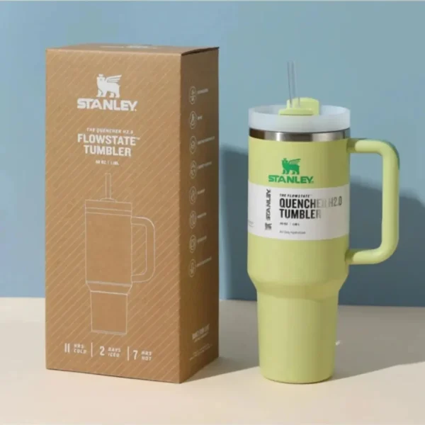 Stanley Quencher H2.0 FlowState Tumbler – 40 oz Insulated Stainless Steel Cup with Handle & Straw Green