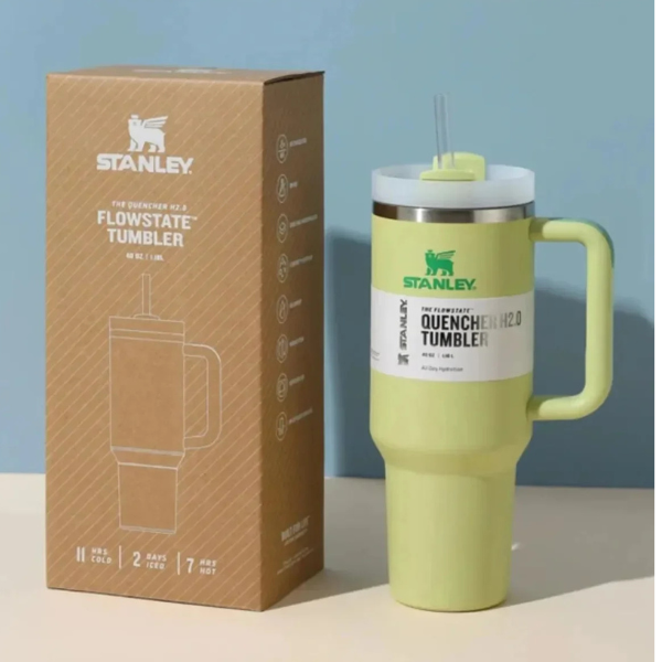 Stanley Quencher H2.0 FlowState Tumbler – 40 oz Insulated Stainless Steel Cup with Handle & Straw Green